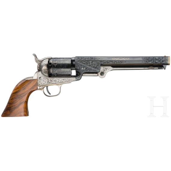 Perkussionsrevolver Colt Navy 1851, hochwertiger italienischer Nachbau, im Kasten, um 1975