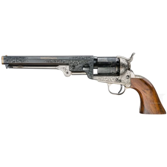 Perkussionsrevolver Colt Navy 1851, hochwertiger italienischer Nachbau, im Kasten, um 1975