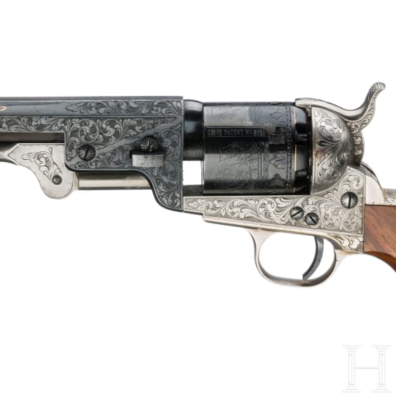 Perkussionsrevolver Colt Navy 1851, hochwertiger italienischer Nachbau, im Kasten, um 1975