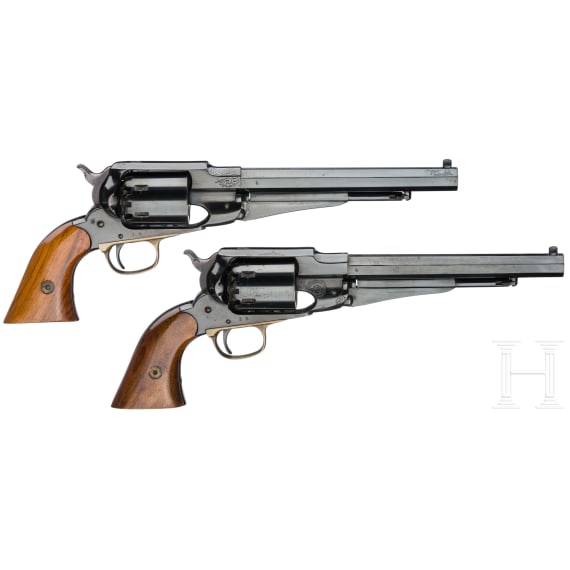 Ein paar Perkussionsrevolver im Kasten, Mod. Remington New Model Army, St. Barbara, Spanien, um 1975