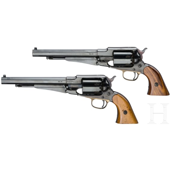 Ein paar Perkussionsrevolver im Kasten, Mod. Remington New Model Army, St. Barbara, Spanien, um 1975