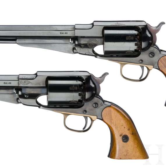 Ein paar Perkussionsrevolver im Kasten, Mod. Remington New Model Army, St. Barbara, Spanien, um 1975