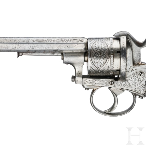 Stiftfeuerrevolver im Kasten, Lefaucheux, Paris, um 1865