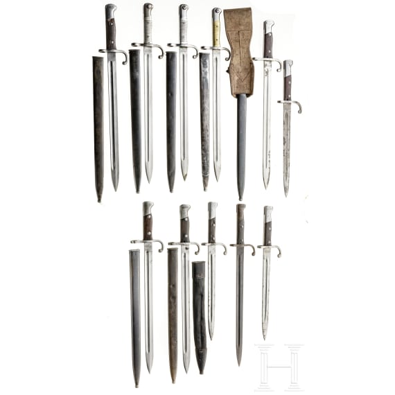 Elf Mauser-Seitengewehre f&uuml;r den Export, um 1900