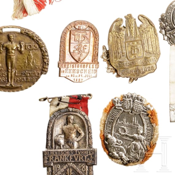 A collection of 18 gymnast badges, 1898 - 1928