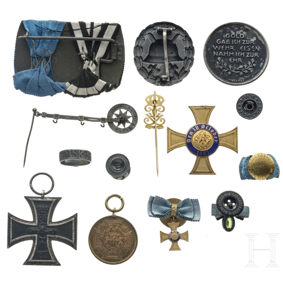 Zweiteilige Ordensspange und Miniaturen eines preu&szlig;ischen Offiziers