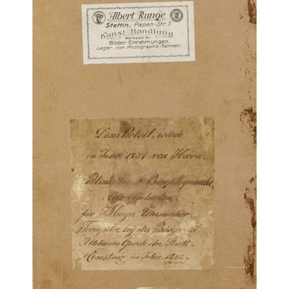 Aquarell und sechs Lithos zu deutscher Uniformgrafik, 19. Jhdt.