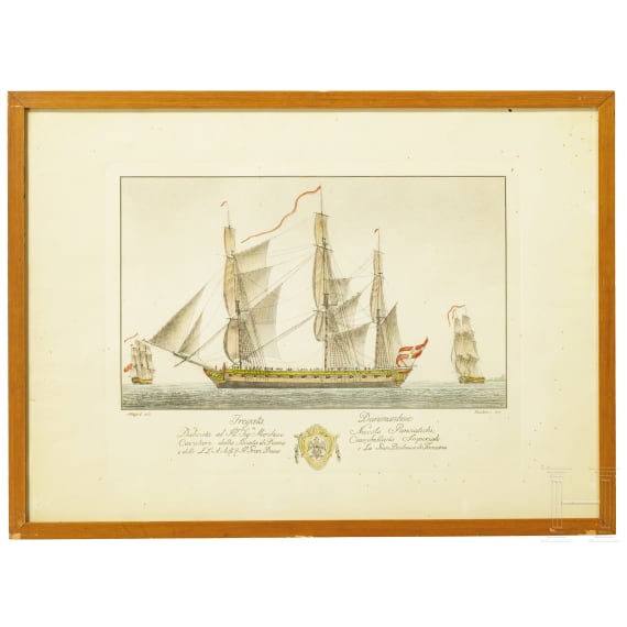 Acht gerahmte Drucke von Segelschiffen, deutsch, 1950er Jahre