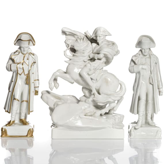 Three Napoleon figures, porcelain manufactory Scheibe-Alsbach, 20th century