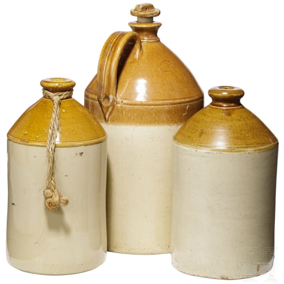 Three large rum containers of the British Army, circa 1900