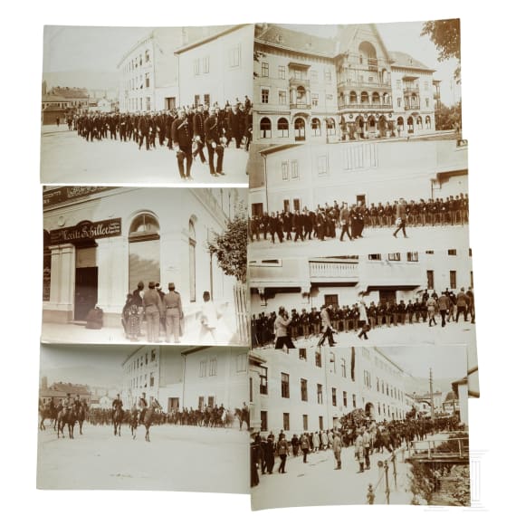 Fotoserie &uuml;ber den Besuch/die Ermordung Erzherzog Franz Ferdinands in Sarajewo, 25. bis 29. Juni 1914