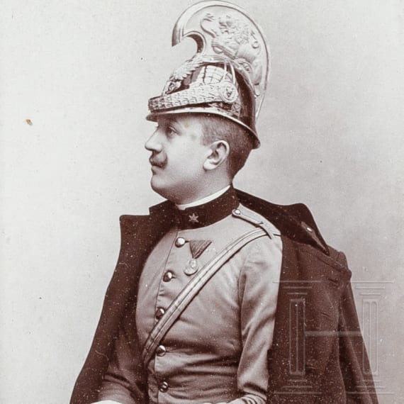 Three contemporary original photographs of a k.&k. dragoon officer, circa 1905