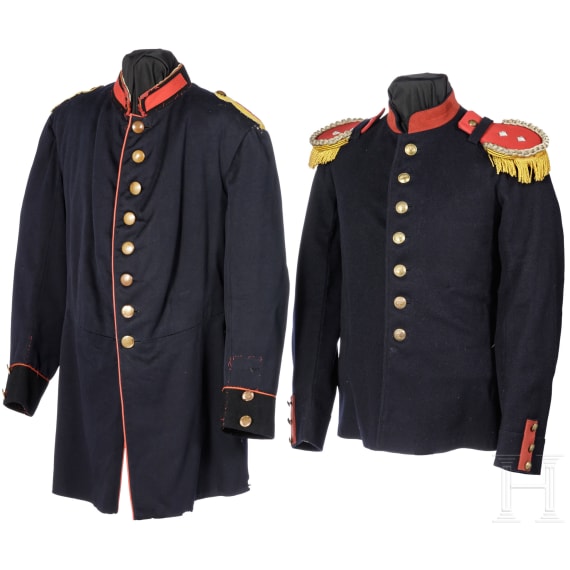 Zwei Uniformr&ouml;cke, Hose und Feldm&uuml;tze, 19./20. Jhdt.