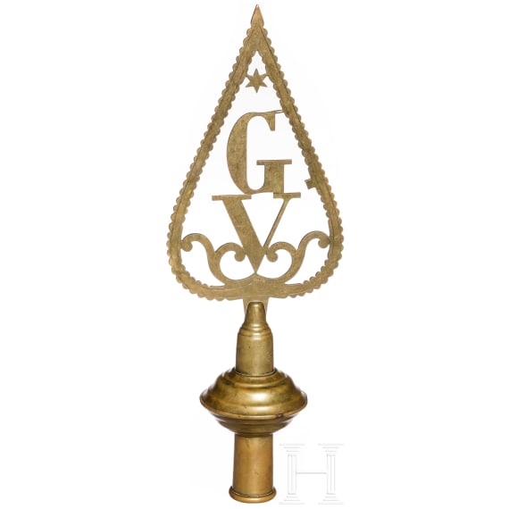 Flag top "G V" of brass, Germany, 19th century
