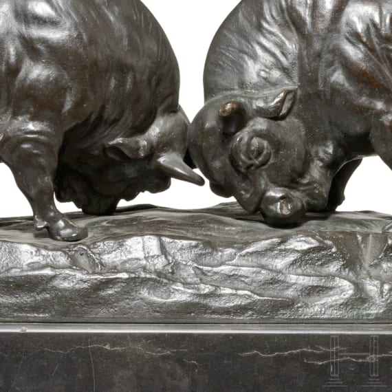 Albert Wille (1884 - 1961) - two fighting bison bulls