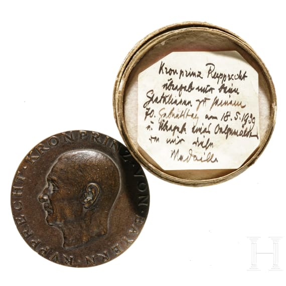 Crown Prince Rupprecht - a bronze medal and autographs