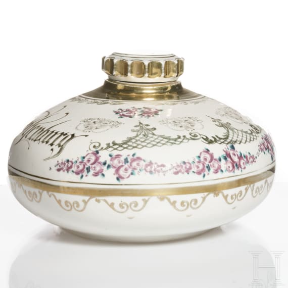 A porcelain hot-water bottle from Nymphenburg castle, dated 1914
