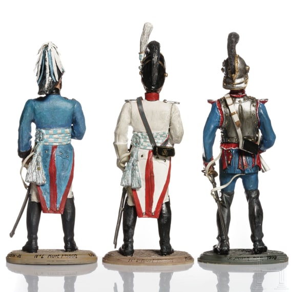 K&uuml;rassier, Dragoner und Generalstabsoffizier - Uniformfiguren von Kurt Posch, 2. H&auml;lfte 20. Jhdt.