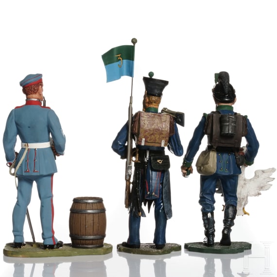 Three Bavarian soldiers - uniform figures by Kurt Posch, 2nd half of the 20th century