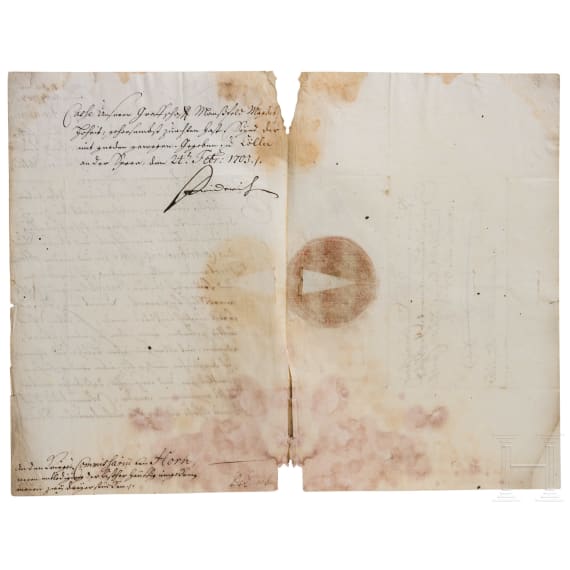 King Friedrich I of Prussia - an autograph, dated 24.2.1703