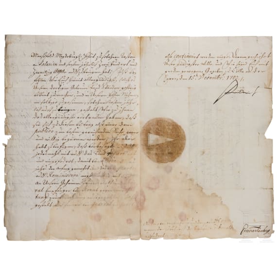 King Friedrich I of Prussia - an autograph, dated 15.12.1703