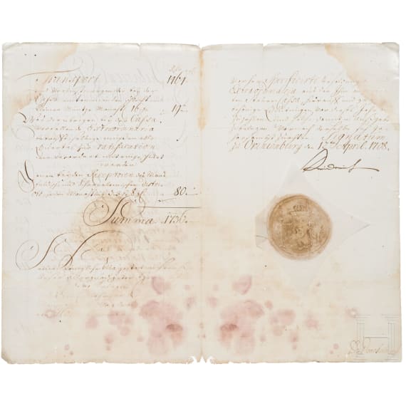An autograph by King Friedrich I of Prussia, 12.4.1708