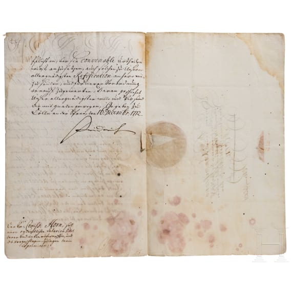 K&ouml;nig Friedrich I. in Preu&szlig;en - Autograph, datiert 16.12.1712