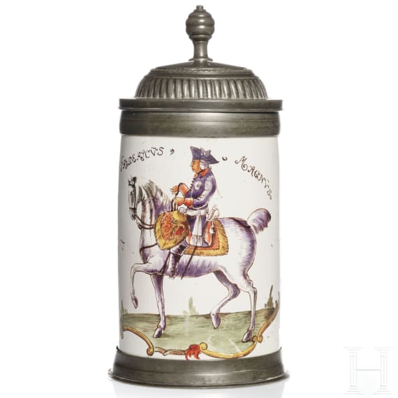 Frederick the Great - a faience ware tankard, probably 19th century