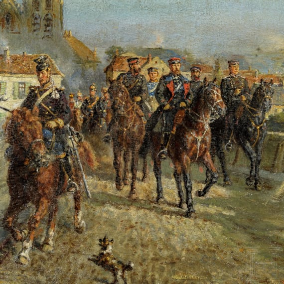 Moritz Delfs (1823 - 1906) - Prinz Friedrich Karl beim Mosel&uuml;bergang im Krieg 1870/71