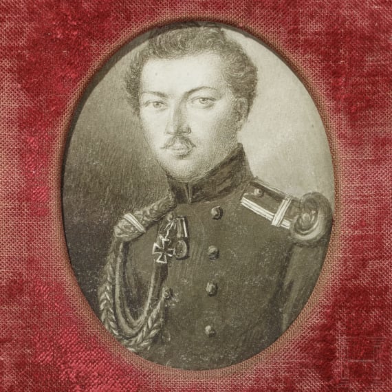 Generalleutnant Johann Georg Heinrich Fritze (1792 - 1879) - Miniaturportrait, um 1900