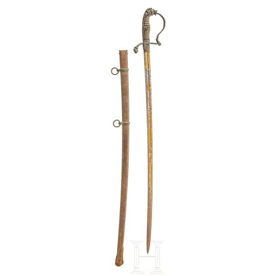 Damast-L&ouml;wenkopfs&auml;bel f&uuml;r Offiziere im Husaren-Regiment "Kaiser Nikolaus II. von Russland" (1. Westf&auml;lisches) Nr. 8, um 1880