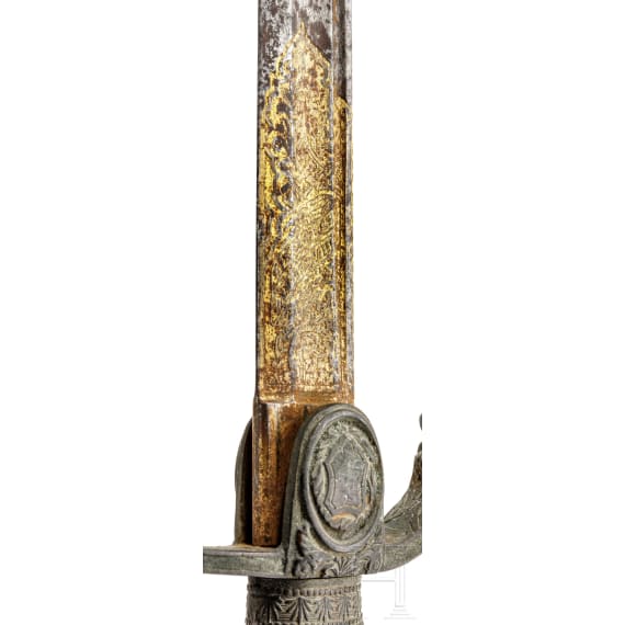 Damast-L&ouml;wenkopfs&auml;bel f&uuml;r Offiziere im Husaren-Regiment "Kaiser Nikolaus II. von Russland" (1. Westf&auml;lisches) Nr. 8, um 1880