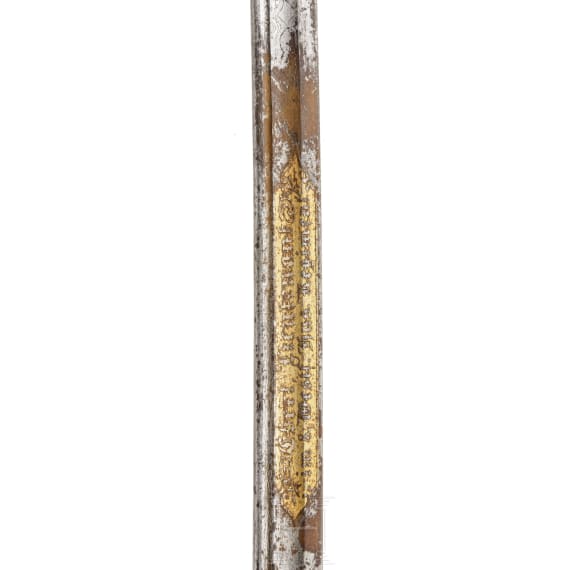 Damast-L&ouml;wenkopfs&auml;bel f&uuml;r Offiziere im Husaren-Regiment "Kaiser Nikolaus II. von Russland" (1. Westf&auml;lisches) Nr. 8, um 1880
