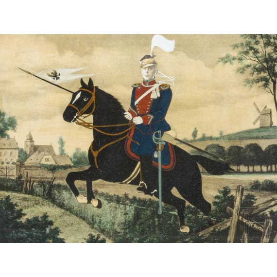 A pair of epauletts of the 2nd Hanoverian Uhlans Regiment No. 14 and a reservist picture , circa 1900