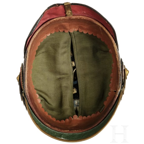 Helm für einen Offizier im 7. Thüringischen Infanterie-Regiment Nr. 96, II. Bataillon (Reuss), um 1910