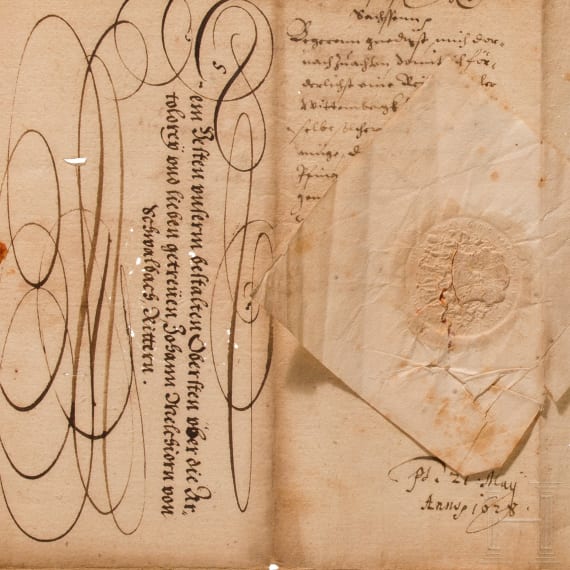 Kurf&uuml;rst Johann Georg I. von Sachsen - zwei milit&auml;rische Dokumente, datiert 1628 und 1639