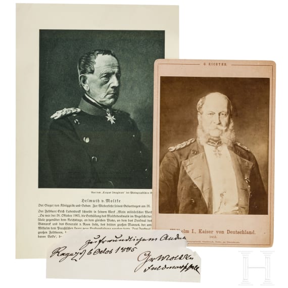 An autograph by Moltke and a portrait of Wilhelm I.
