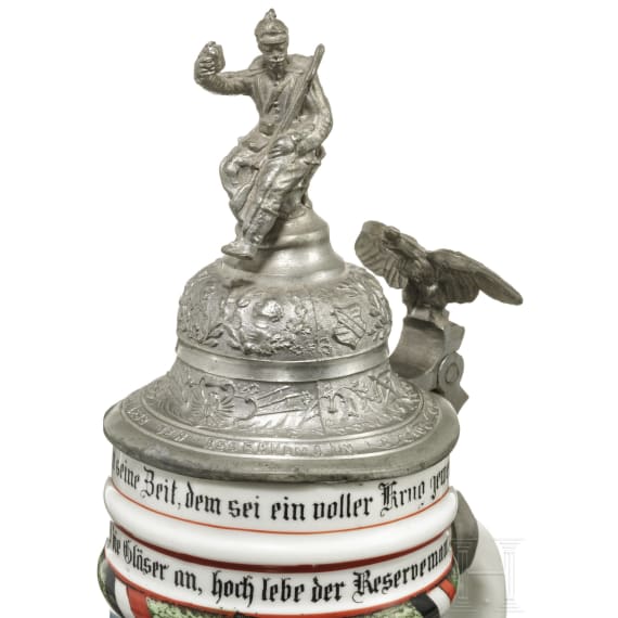 Reservistenkrug eines Hornisten im 1. Nassauischen Infanterie-Regiment Nr. 87