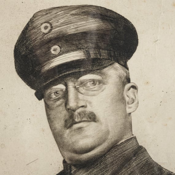 Joseph Uhl - Portrait von Hauptmann Carl Fl&uuml;ggen, datiert 1914