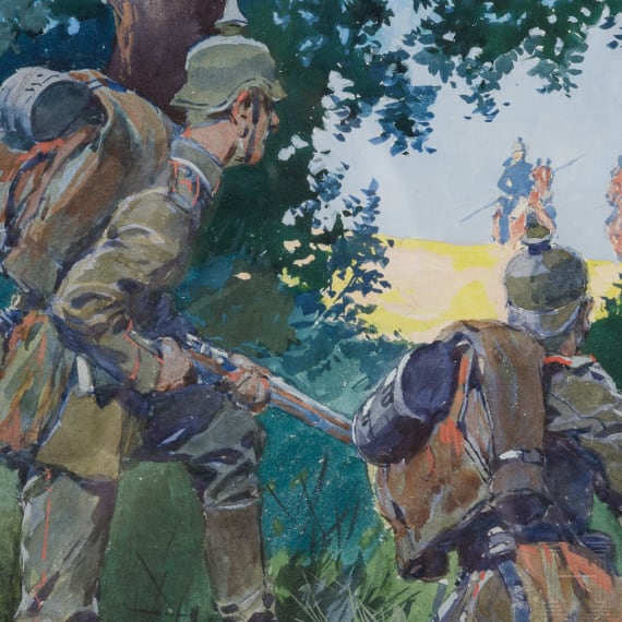Anton Hoffmann (1863 - 1938) - "Auf Vorposten im Westen", datiert 1914