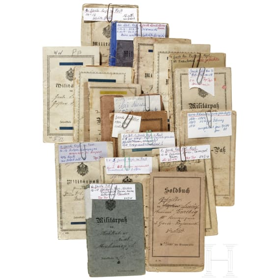 29 Milit&auml;rp&auml;sse/Soldb&uuml;cher von Angeh&ouml;rigen der Garde-Regimenter der Kaiserlichen Armee