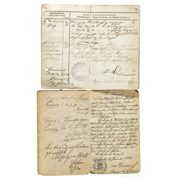 14 Milit&auml;rp&auml;sse von Soldaten aus verschiedenen Bundesstaaten, ca. 1865 bis 1875