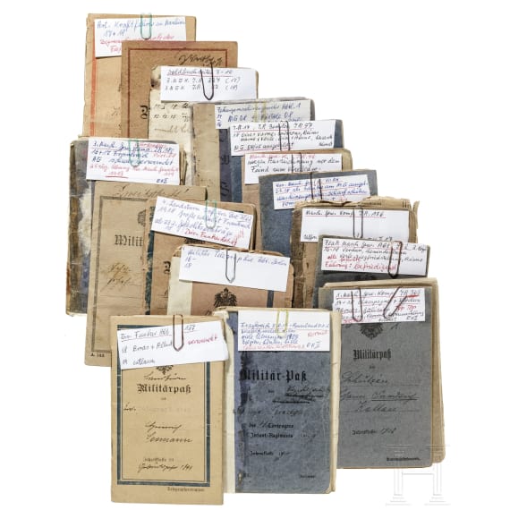 26 Milit&auml;rp&auml;sse/Soldb&uuml;cher von Angeh&ouml;rigen der Kaiserlichen Armee
