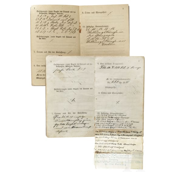 26 Milit&auml;rp&auml;sse/Soldb&uuml;cher von Angeh&ouml;rigen der Kaiserlichen Armee