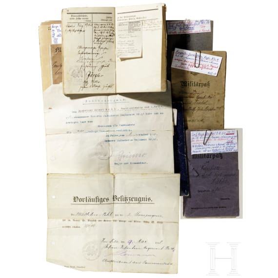 Ca. 80 Milit&auml;rp&auml;sse/Soldb&uuml;cher von Angeh&ouml;rigen der Kaiserlichen Armee