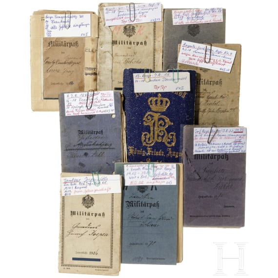 Ca. 80 Milit&auml;rp&auml;sse/Soldb&uuml;cher von Angeh&ouml;rigen der Kaiserlichen Armee
