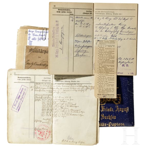 Ca. 80 Milit&auml;rp&auml;sse/Soldb&uuml;cher von Angeh&ouml;rigen der Kaiserlichen Armee