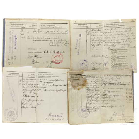 35 Milit&auml;rp&auml;sse/Soldb&uuml;cher von Angeh&ouml;rigen der Kaiserlichen Armee