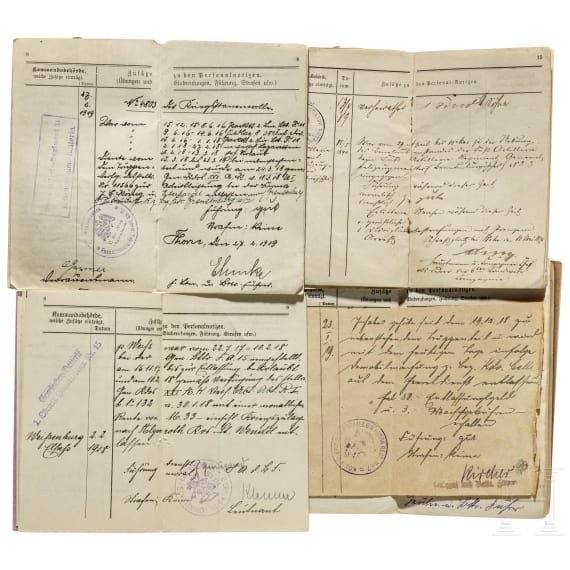 30 Milit&auml;rp&auml;sse/Soldb&uuml;cher von Angeh&ouml;rigen der Kaiserlichen Armee