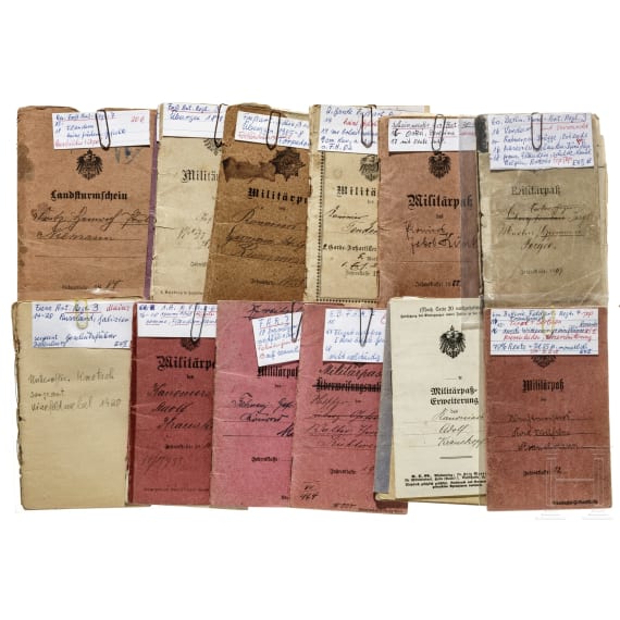 30 Milit&auml;rp&auml;sse/Soldb&uuml;cher von Angeh&ouml;rigen der Kaiserlichen Armee